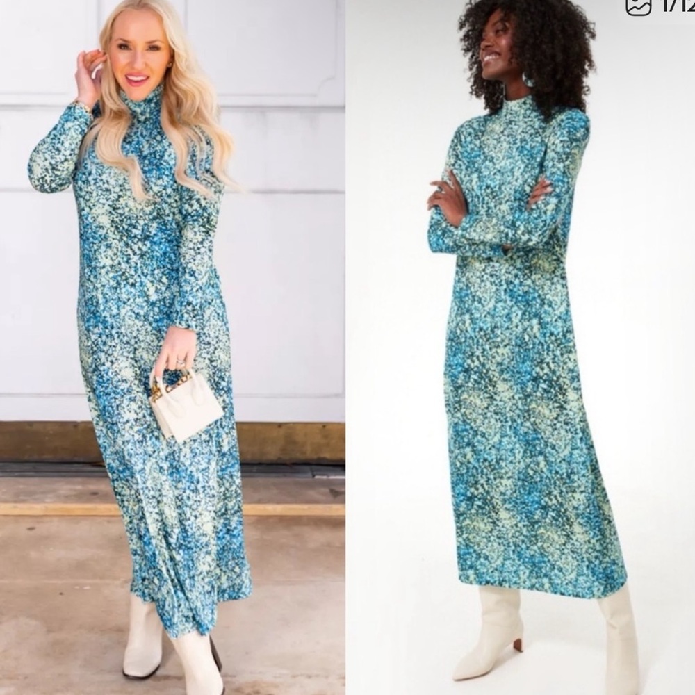 Tuckernuck Blue and Green Speckled Maxi Dress